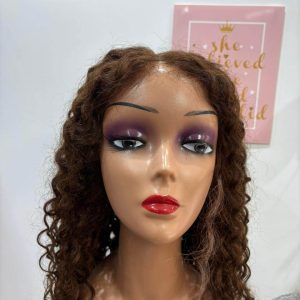 Sarafina’s Drawstring Wig (Built With Breathable Cap Inside )Glue-less Water Weave, Chocolate Brown,Middle Part, Pre-Cut/ Pre Style Ready To Wear..